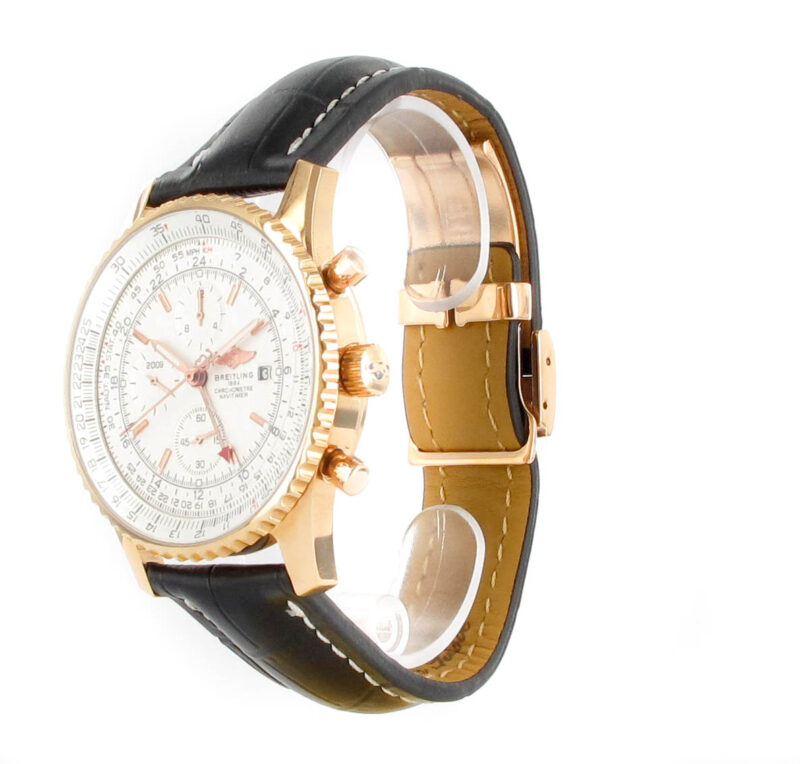 Breitling Old Navitimer rotgold weiss mit Leder schwarz – Bild 4
