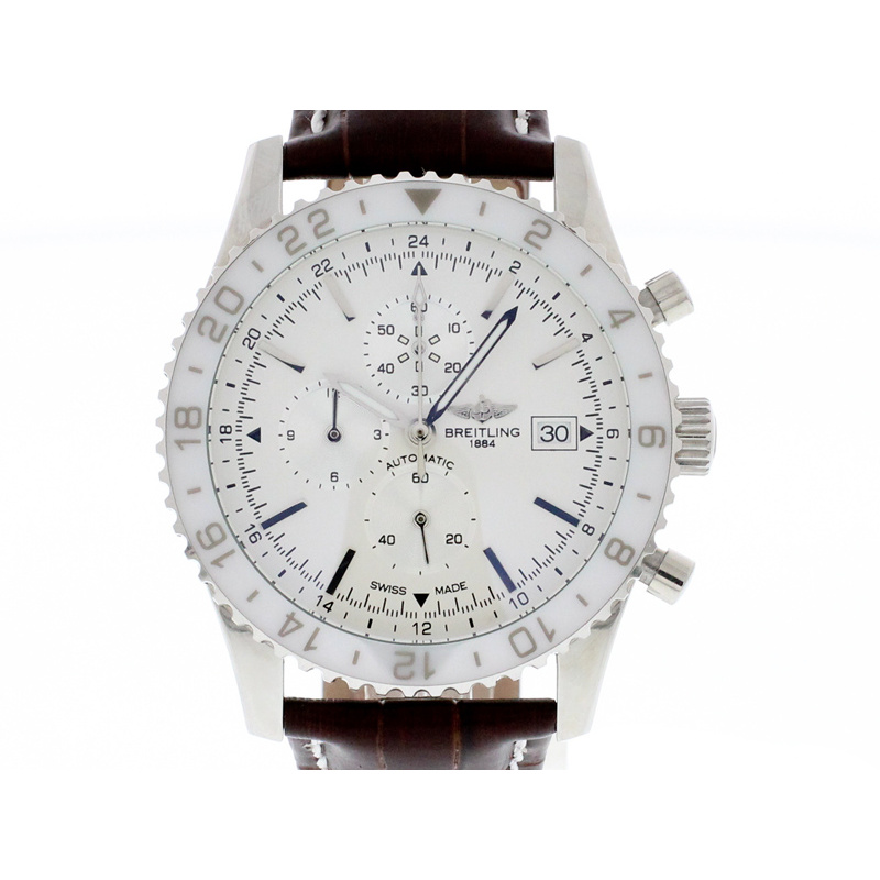 Breitling Chronoliner Creme mit braunem Leder