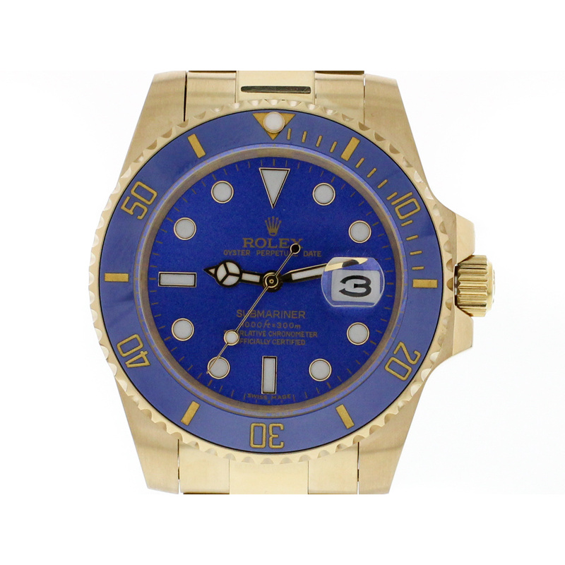 Rolex Submariner Date 18k Gold blaue Keramik-Lünette