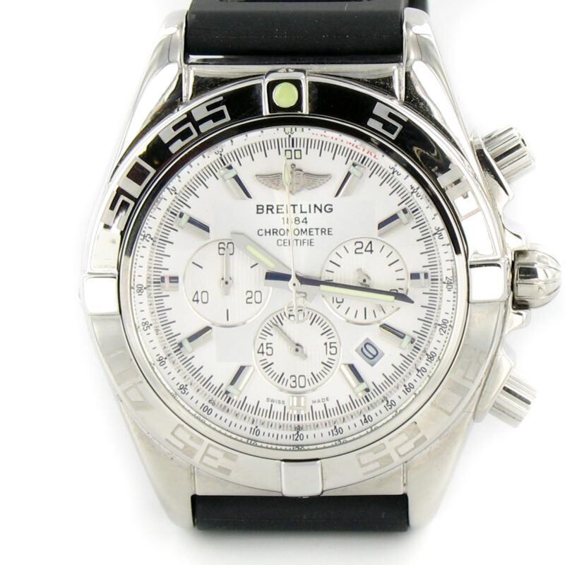 Breitling Chronomat B01 stahl - weiss mit Kautschukband