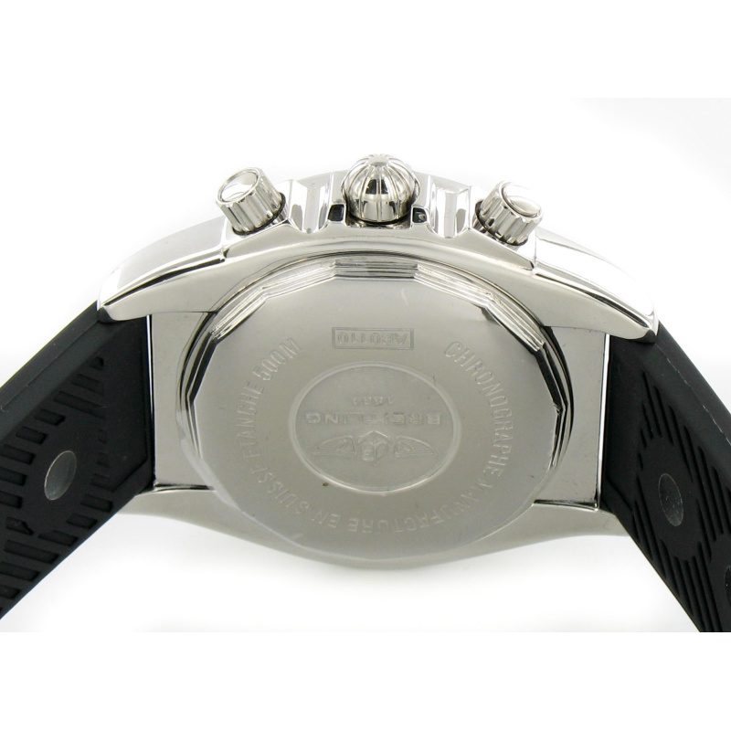 Breitling Chronomat B01 stahl - weiss mit Kautschukband
