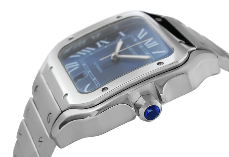 Cartier Santos de Cartier Grosses Modell Stahl Blau – Bild 5