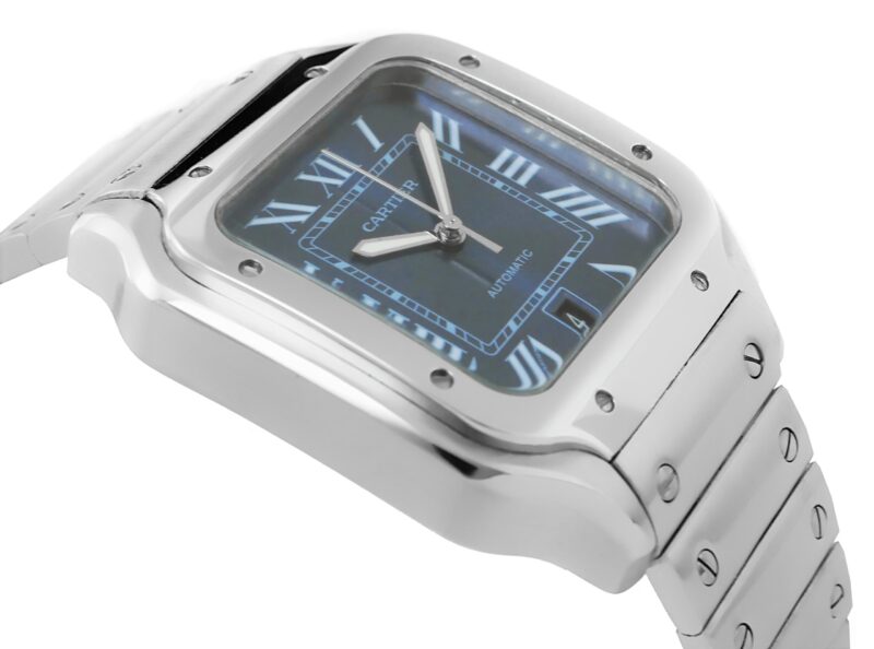 Cartier Santos de Cartier Grosses Modell Stahl Blau – Bild 6