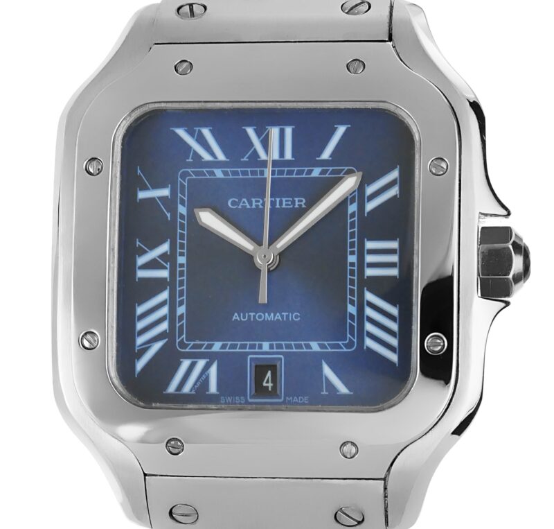 Cartier Santos de Cartier Grosses Modell Stahl Blau