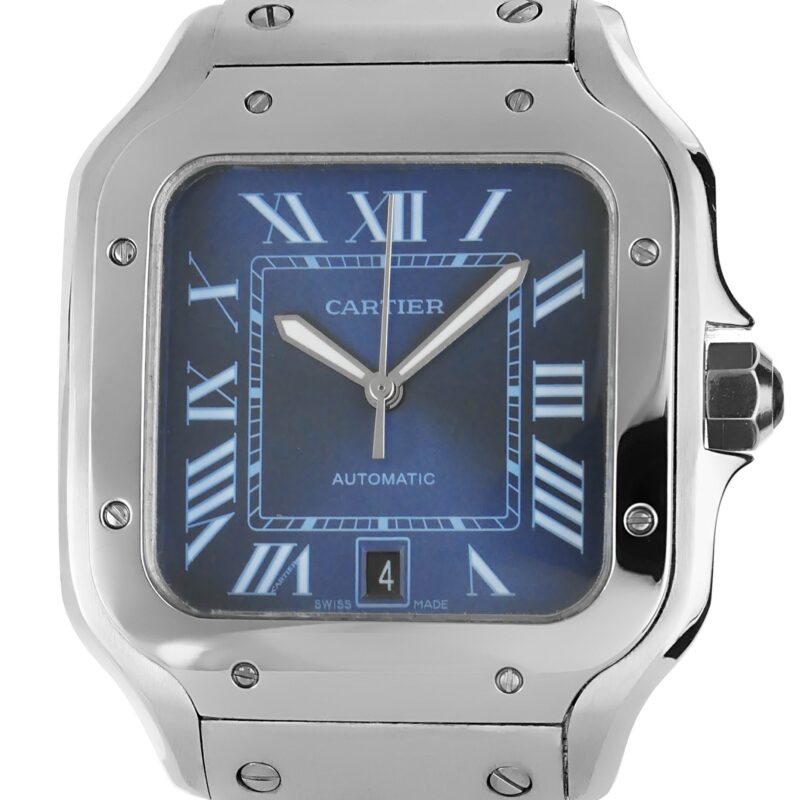 Cartier Santos de Cartier Grosses Modell Stahl Blau