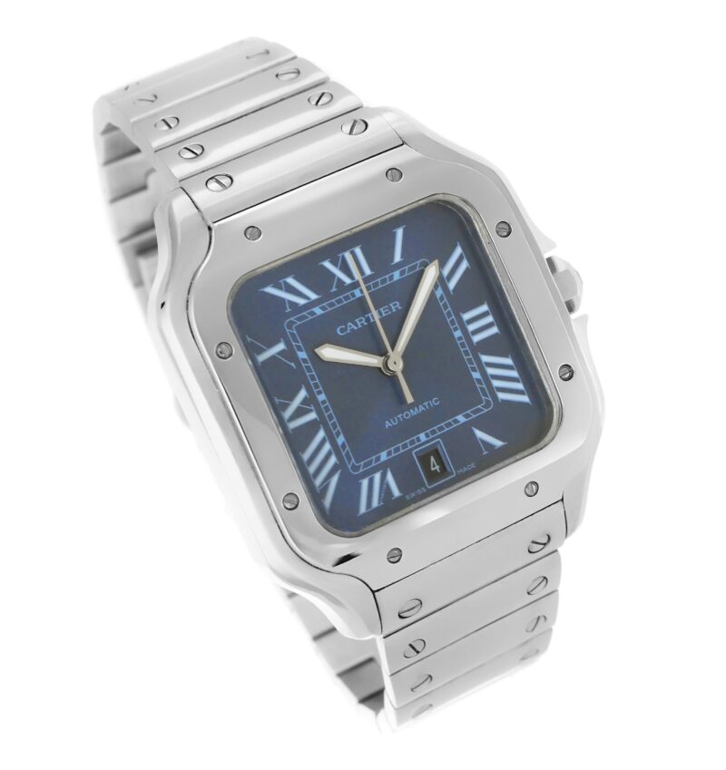 Cartier Santos de Cartier Grosses Modell Stahl Blau – Bild 8