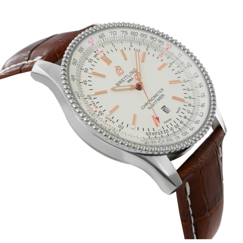 Breitling Automatic Navitimer 46mm weisses Zifferblatt Leder – Bild 8