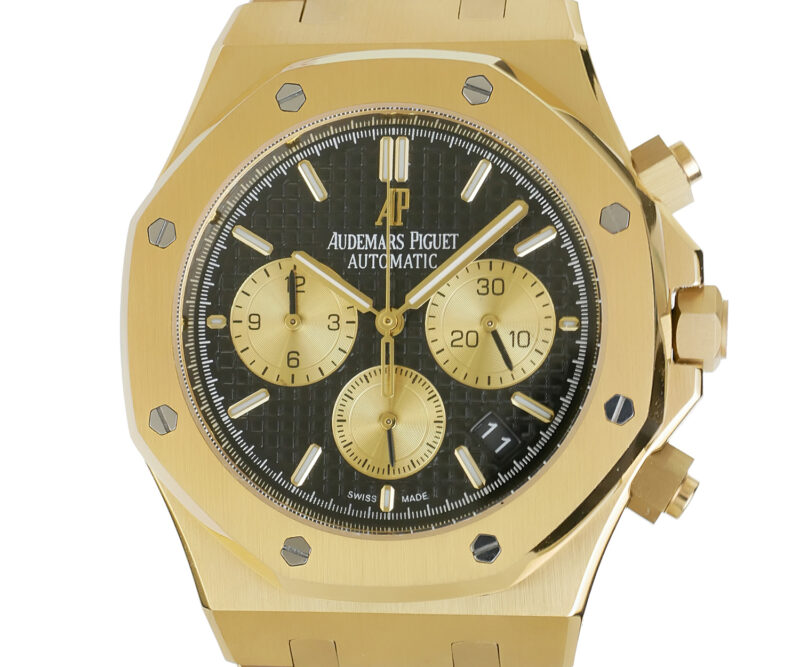 Audemars Piguet Royal Oak Chrono 18k gold schwarzes Zifferblatt